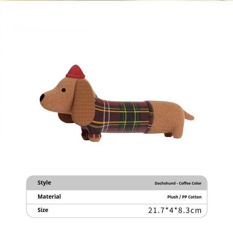Plaid Squeaky Dachshund Toy