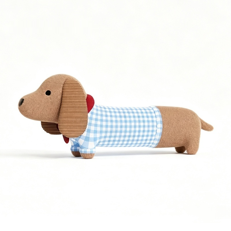 Plaid Squeaky Dachshund Toy