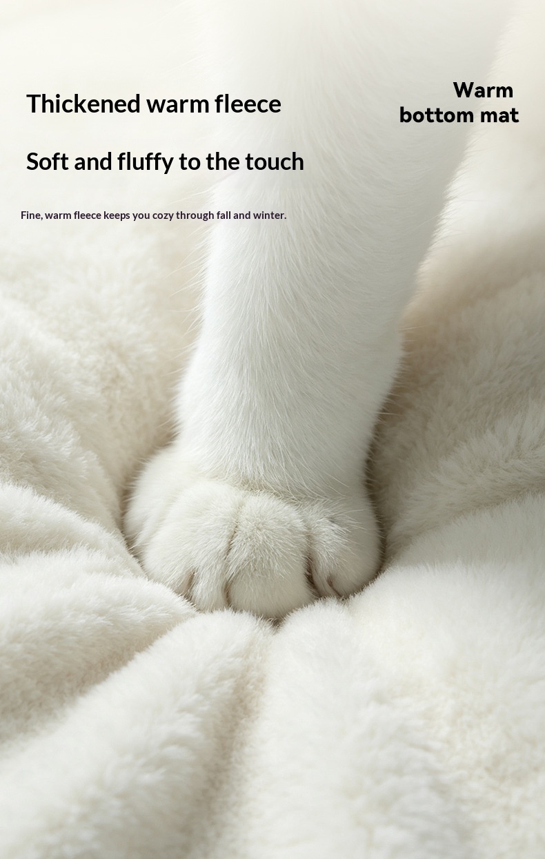 Closed Triangular Cat Tent Bed - Cute Cartoon Pet House for Autumn Winter Indoor Use detail photo 1