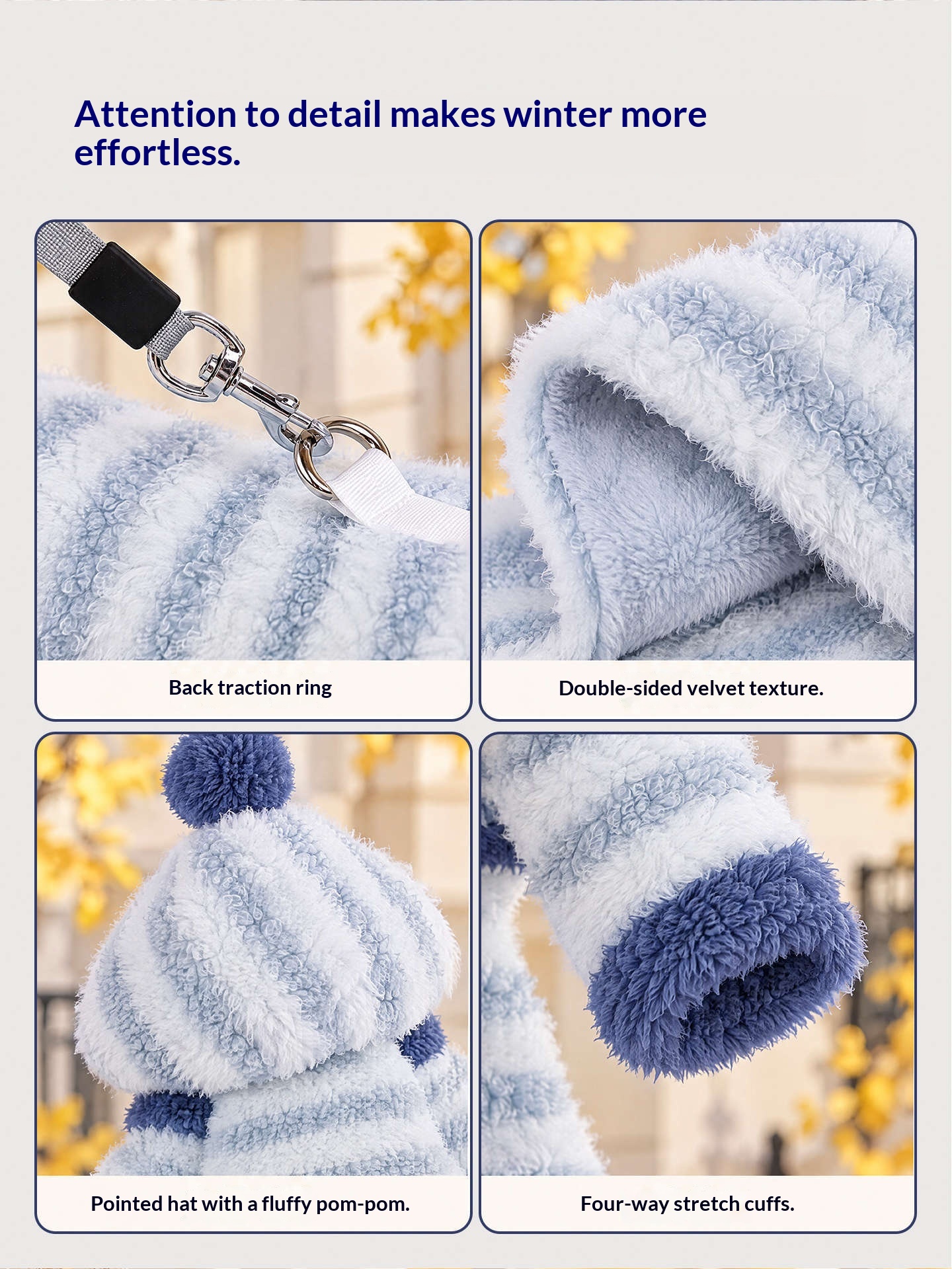 Velvet Moon Four-piece Flannel Dog Sweater Set detail photo 2