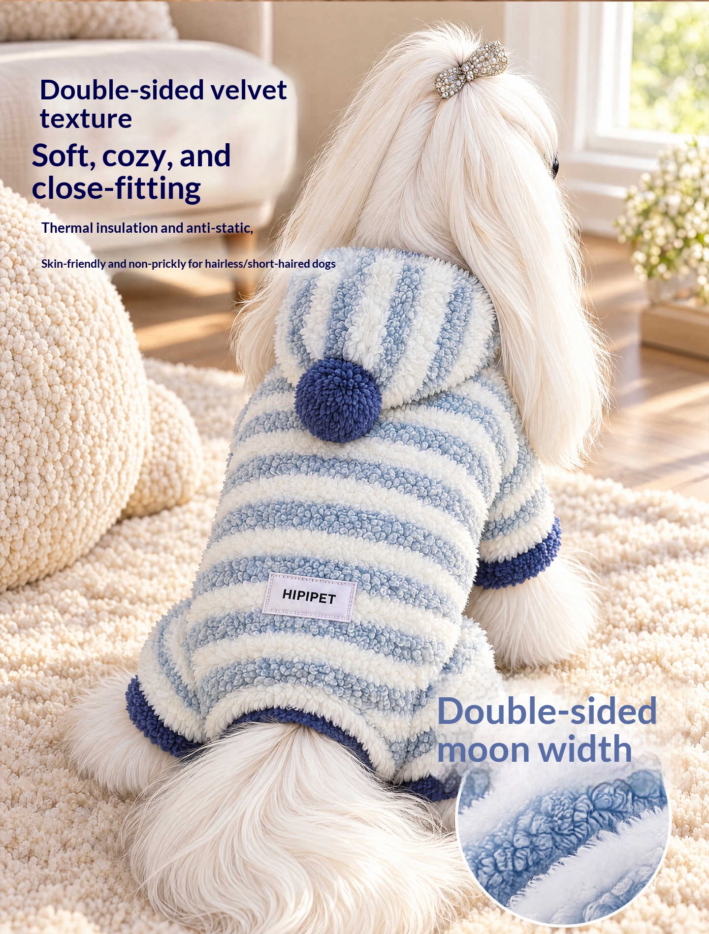Velvet Moon Four-piece Flannel Dog Sweater Set detail photo 5