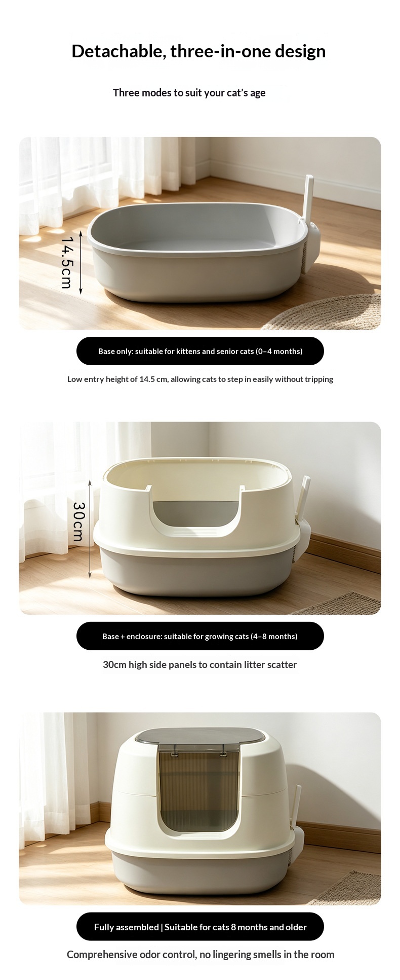 Fully Enclosed Cat Litter Box - Large Anti-Splash Design with Odor Control for Kittens and Adult Cats detail photo 4