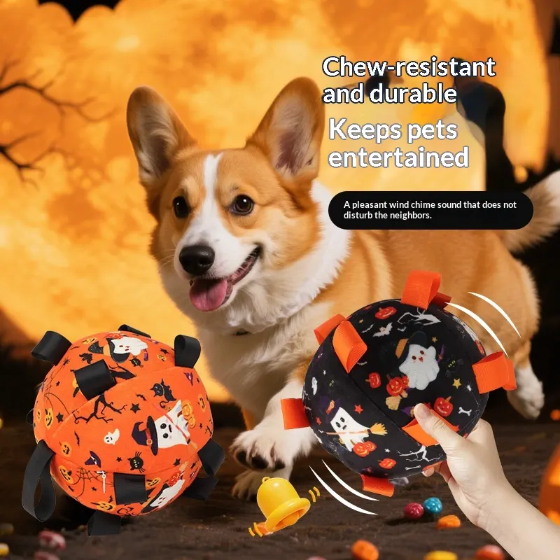 Halloween Themed Durable Squeaky Pet Soccer Ball Outdoor Dog
