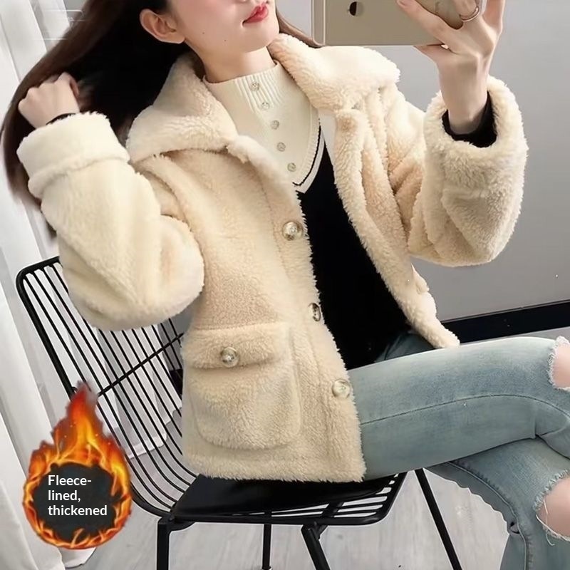 All-in-one Korean-style Loose Short Fur Coat For Women