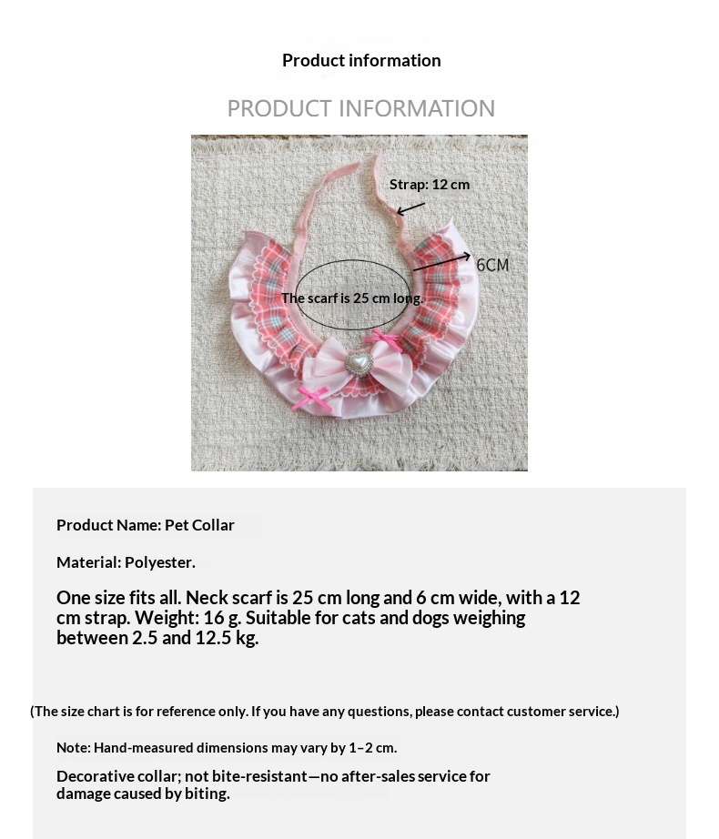 Pet Plaid Bib With Heart-Shaped Bow Tie Collar detail photo 1
