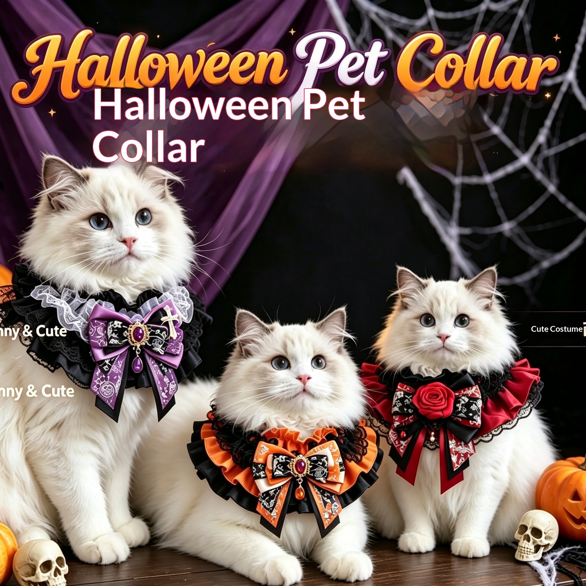 Halloween Neck Scarf, Drool Bib, Pull-on Pet Collar, Festive Accessory detail photo 6
