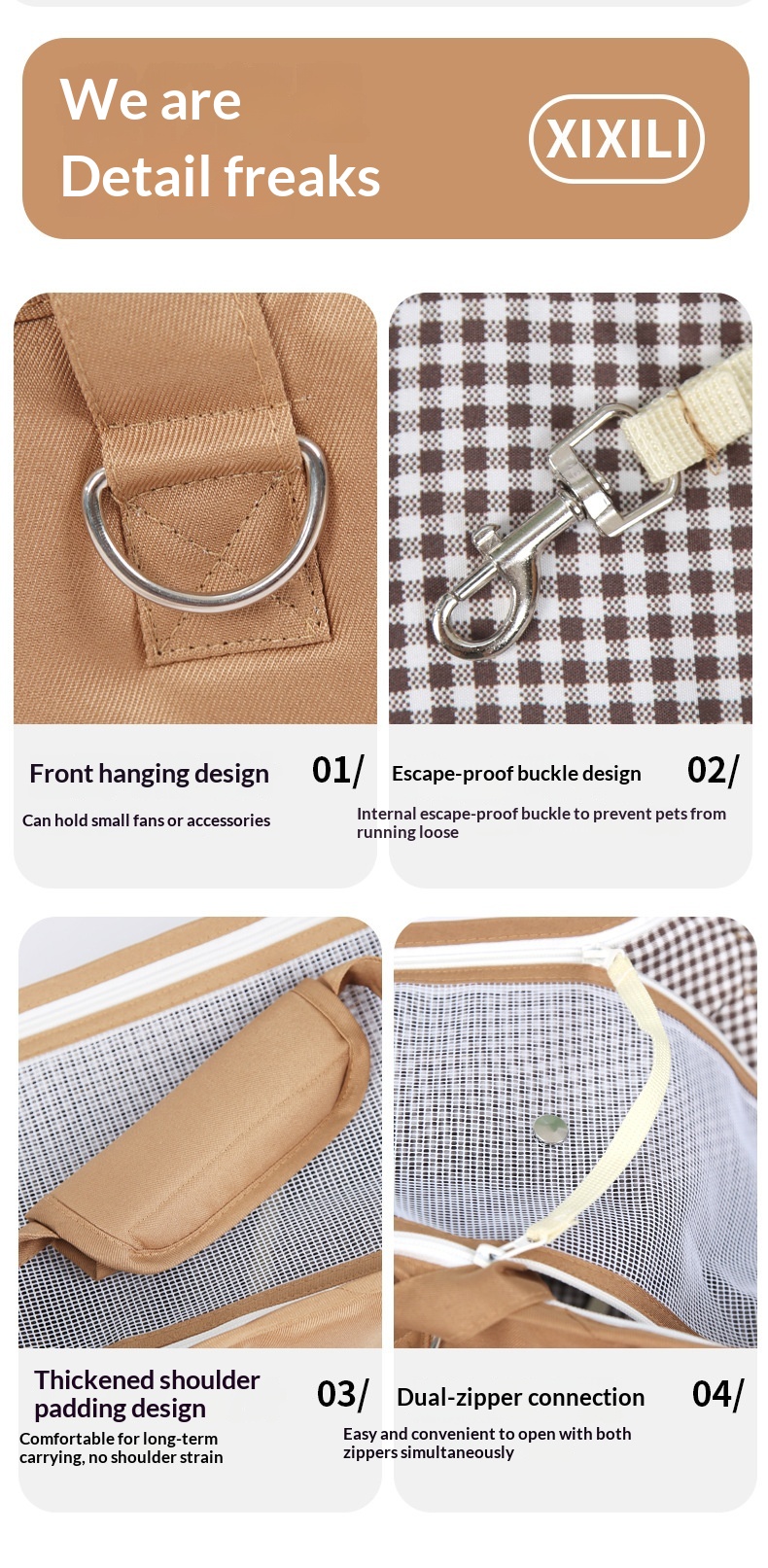 Breathable Pet Sling Bag detail photo 5