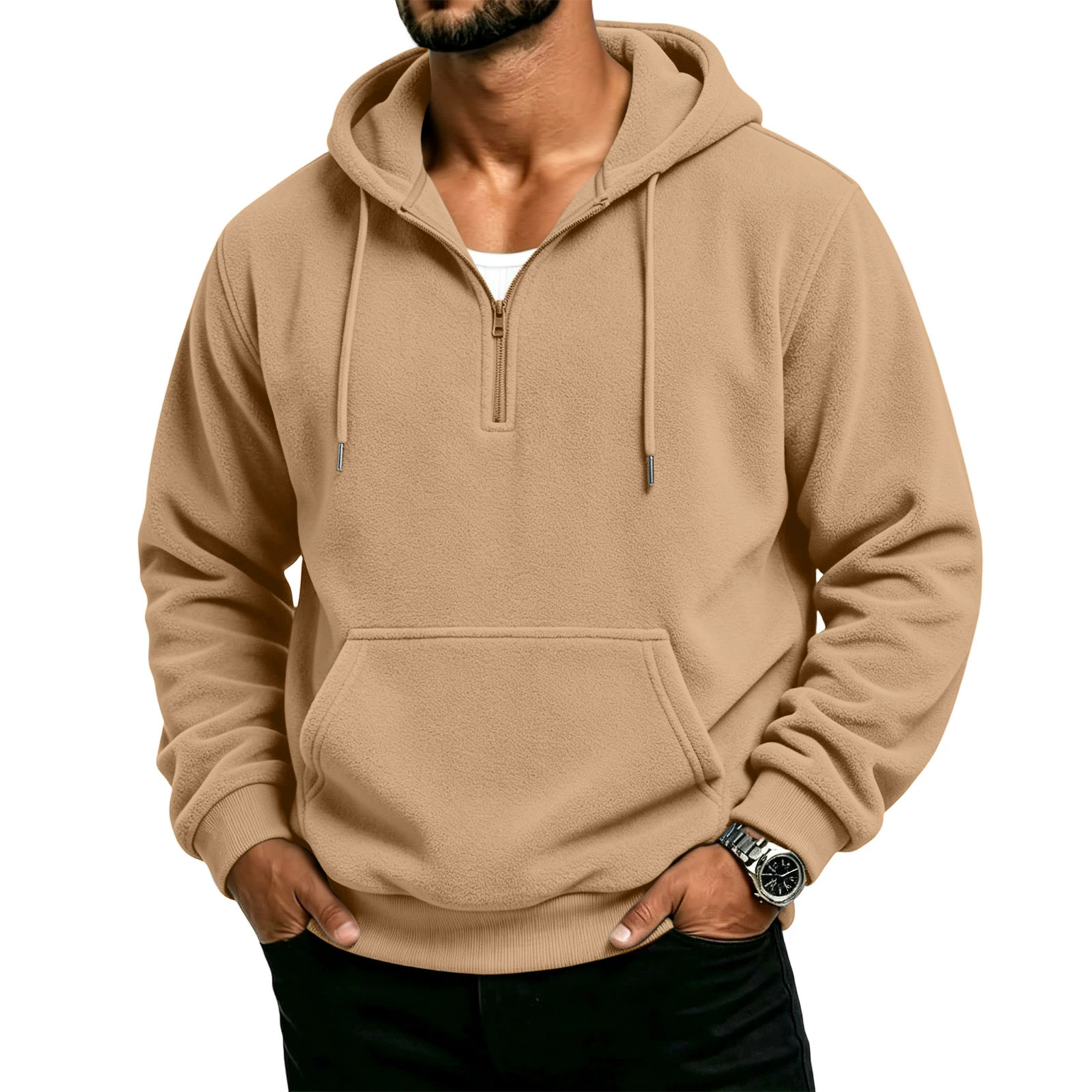 Men's Waffle-Weave Half-Zip Hoodie