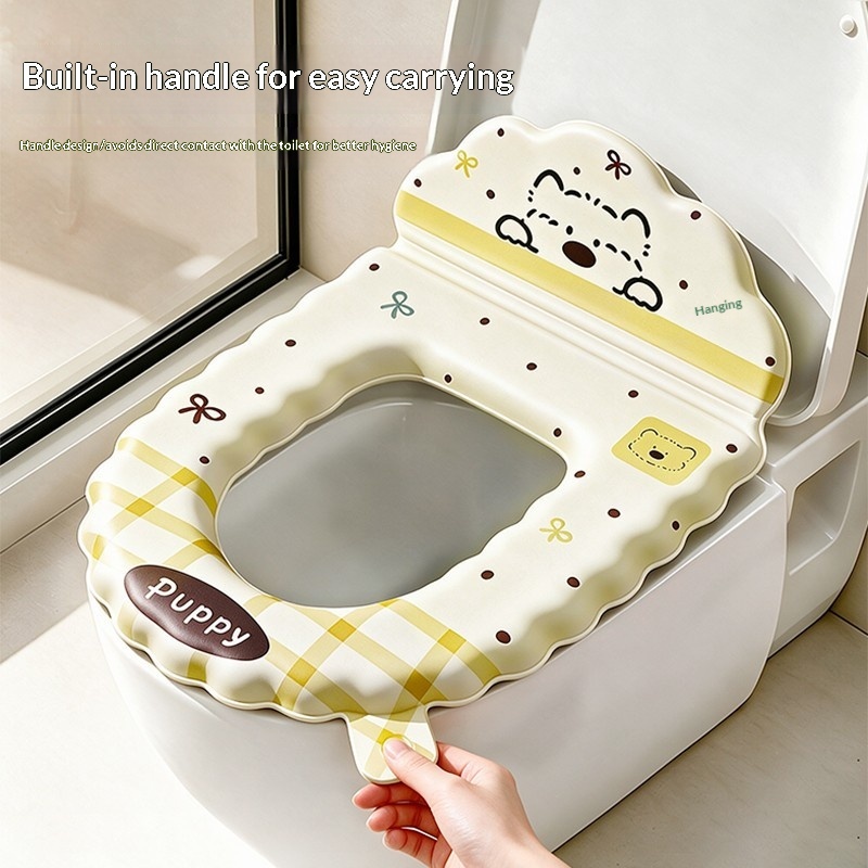 Thickened Waterproof Toilet Seat Cover With Backrest - Durable Non-Slip Bathroom Cushion For Home Use All Season — 1
