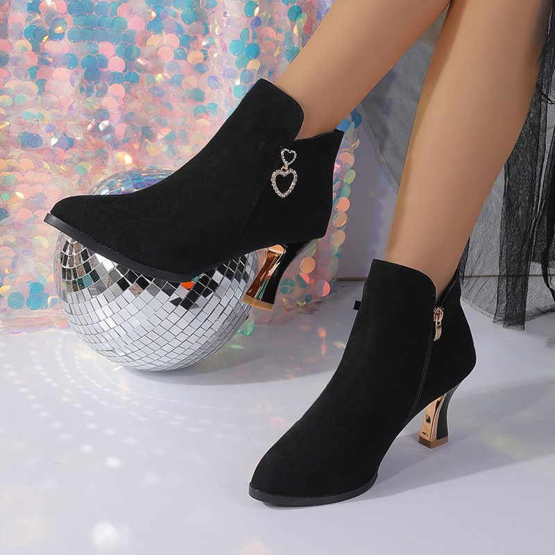 Fashionable And Casual Pointed Thick Heel High-heeled Boots