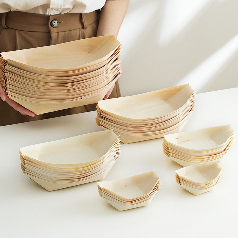 Sashimi Single Use Wooden Boat