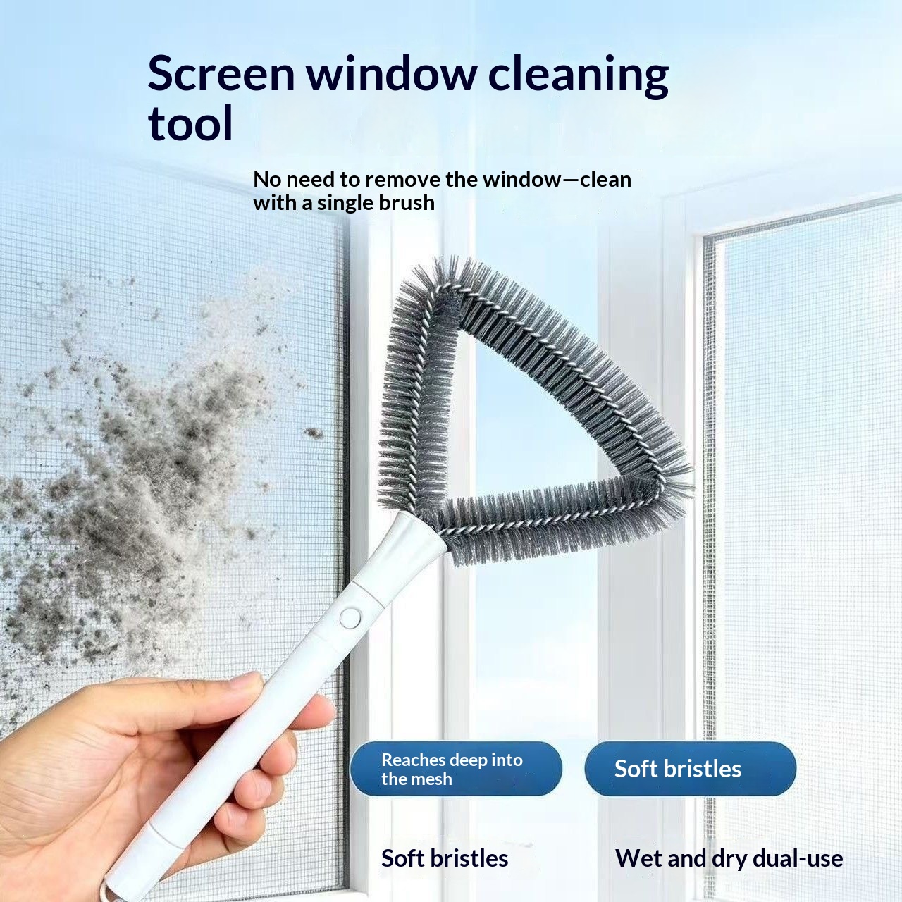 Dual-sided Dust-removal Brush For Window Screens Dry And Wet Use No Disassembly Required For Cleaning