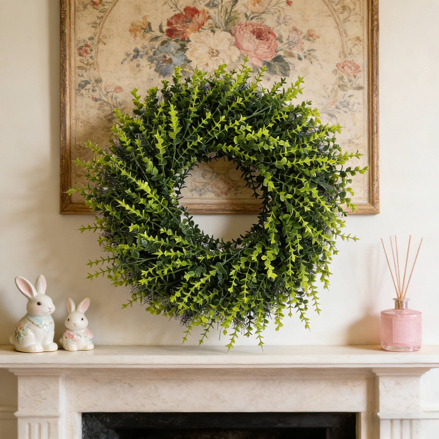 Boxwood Money Leaf Wreath Spring Summer Front Door Hanging Decor For Home Entrance Wall Ornament