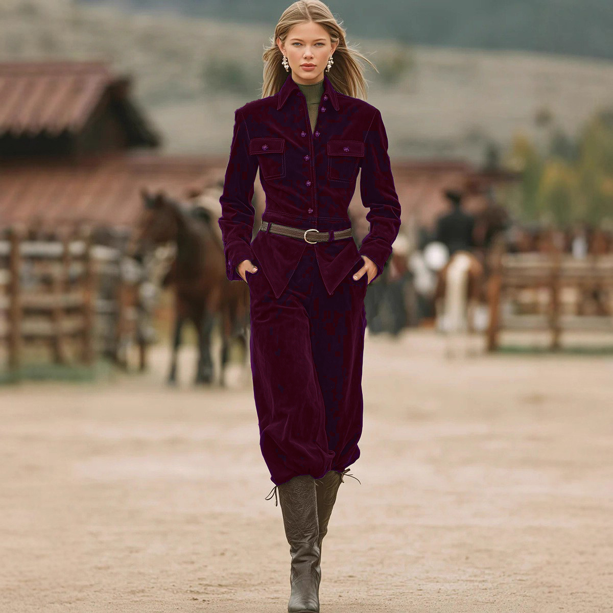 Two-piece jacket and relaxed pants outfit, additional source image