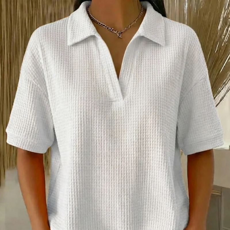 Women's Long-sleeved Top Loose Lapels Polo Shirt