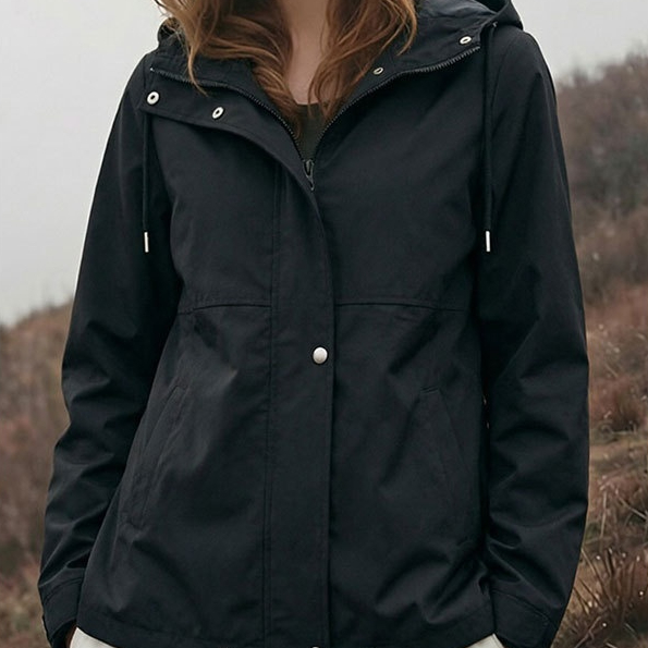 Hooded Drawstring Casual Commuter Trench Coat
