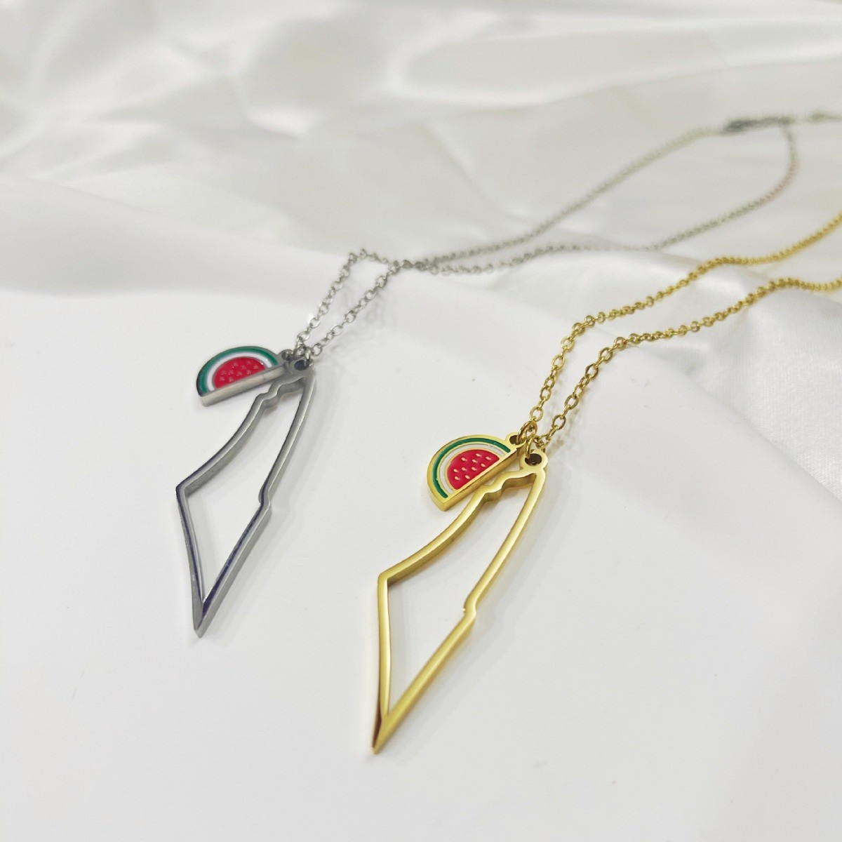 Trendy Necklace Pendant, Hollow-out National Flag And Watermelon Necklace Bracelet