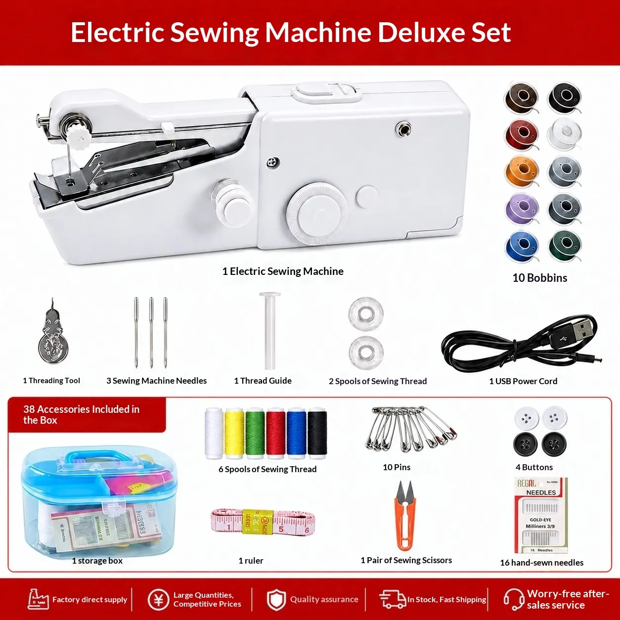 Handheld Portable Electric Sewing Machine Set Mini Household Handy Handheld Electric Sewing Machine – image 8