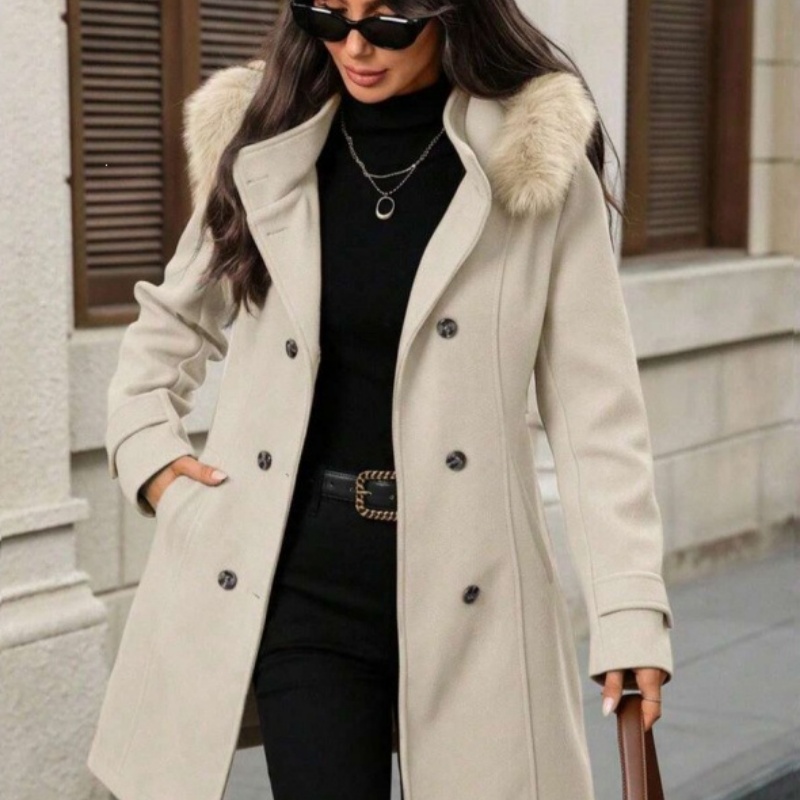 New Autumnwinter Simple Casual Double-breasted Fashion Coat