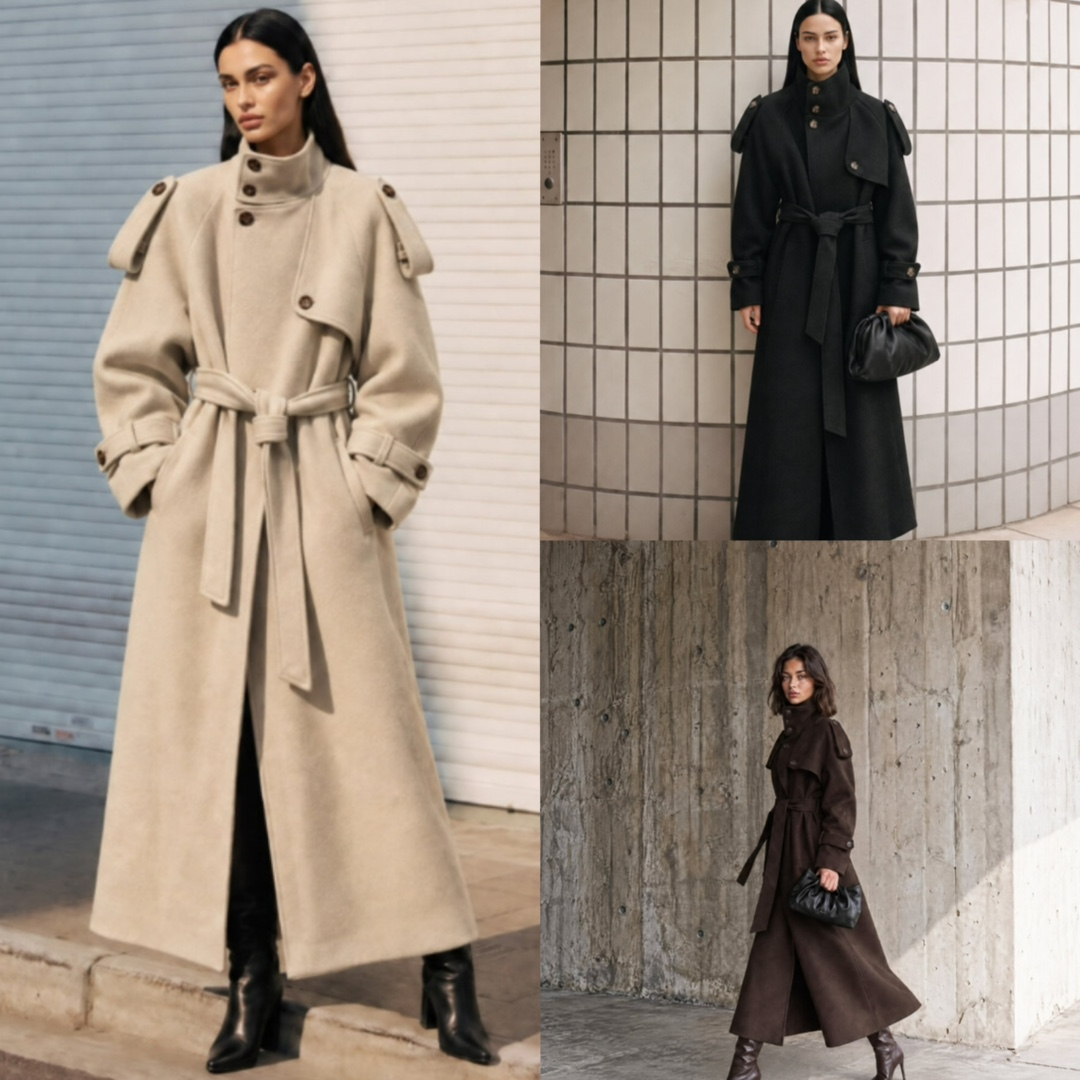 Mid-length Belted Waist-cinching Trench Coat