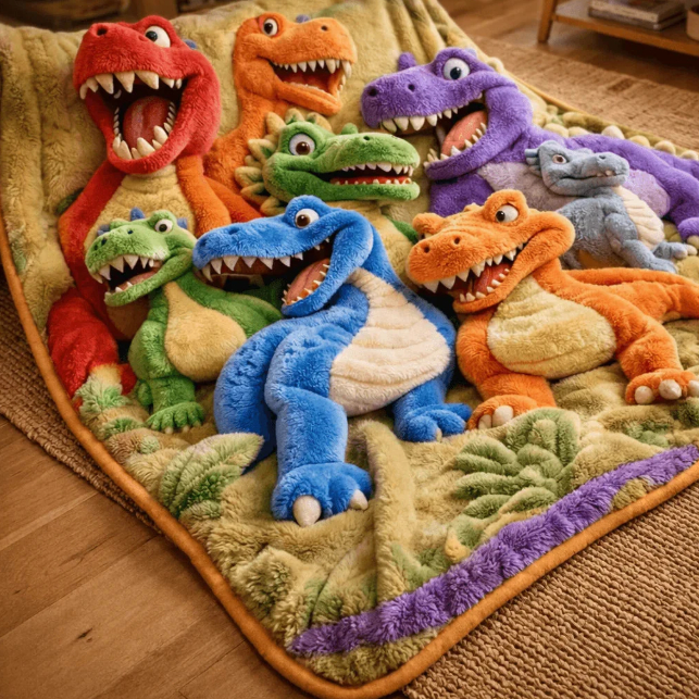 Pătură dinozaur desen animat flanel