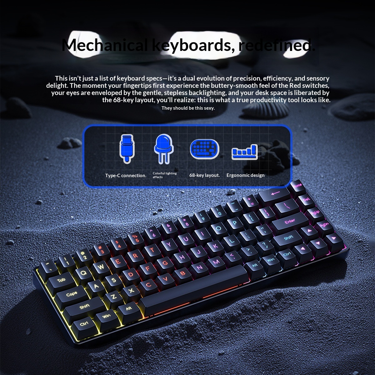 Tastatură mecanică cu fir detașabil pentru computere desktop