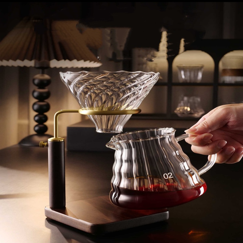 Set stand de cafea turnat din lemn masiv