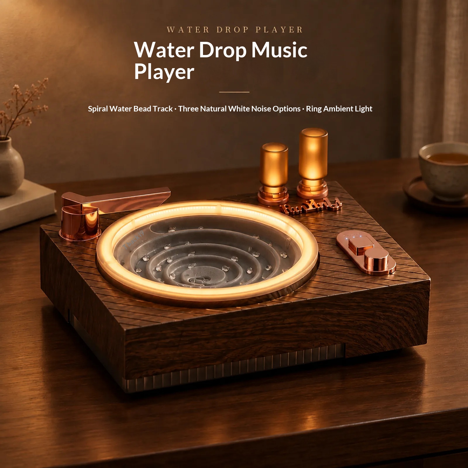 Record Player Wood-grain Decorative Ornament White Noise Ambient Light
