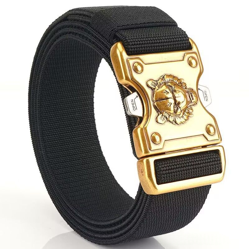 Curea tactică din pânză de nailon pentru bărbați cu cataramă din aliaj - curea de talie în stil militar elastic pentru îmbrăcăminte de lucru casual