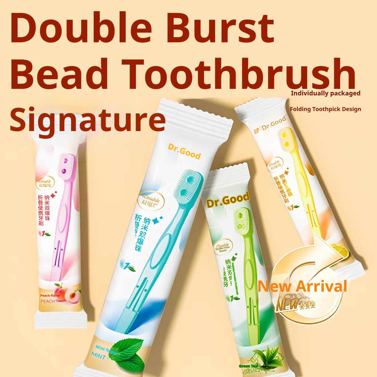 Three-in-one Folding Independent Packaging Disposable Portable Toothbrush