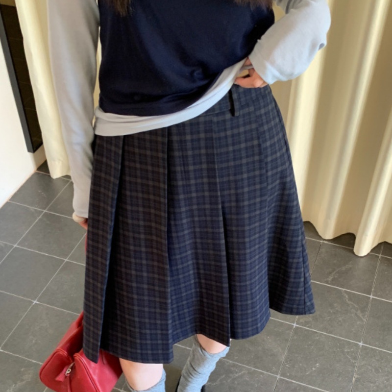 Candy Plaid Pleated Mid-skirt For Women 5