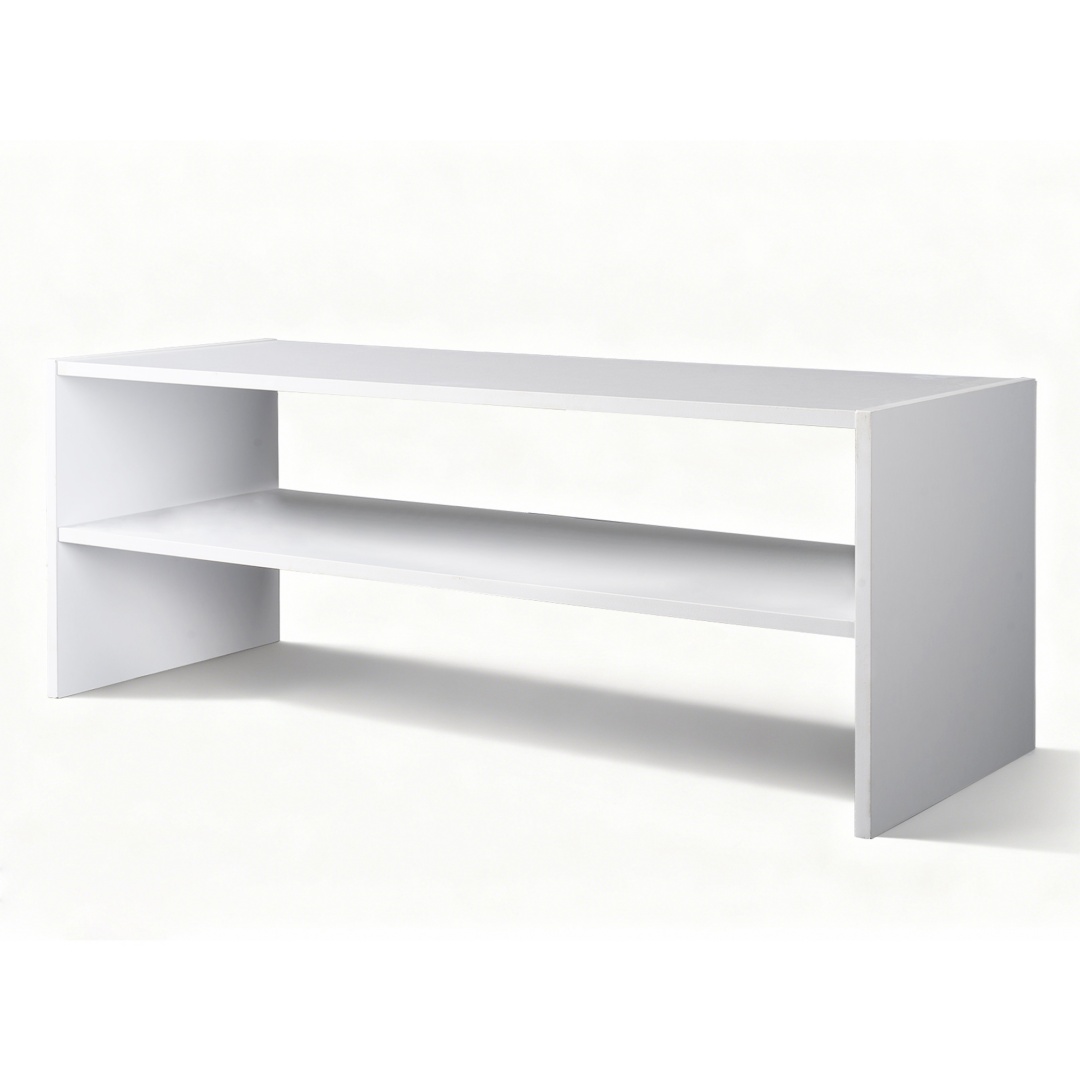 2-Tier Storage Shelf, Floor Standing Organizer, Space-Saving Rectangular Unit For Closet, Bedroom, Living Room, White