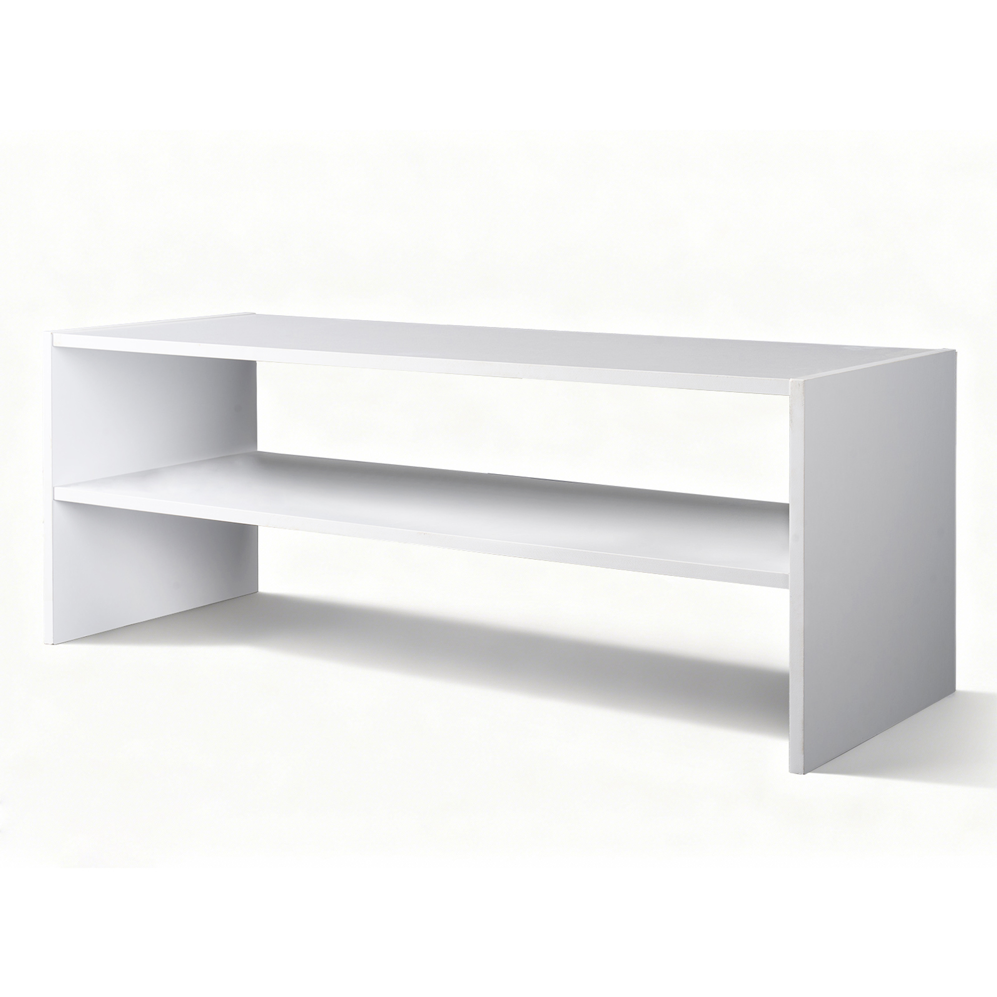 2-Tier Storage Shelf, Floor Standing Organizer, Space-Saving Rectangular Unit For Closet, Bedroom, Living Room, White image 9