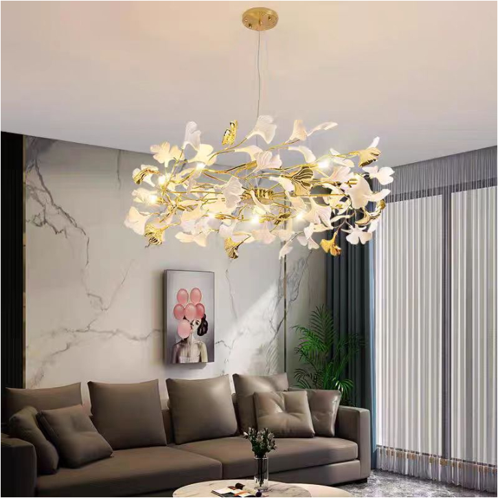 Creative Ceramic Ginkgo Leaf Pendant Light Minimalist Lighting Fixture