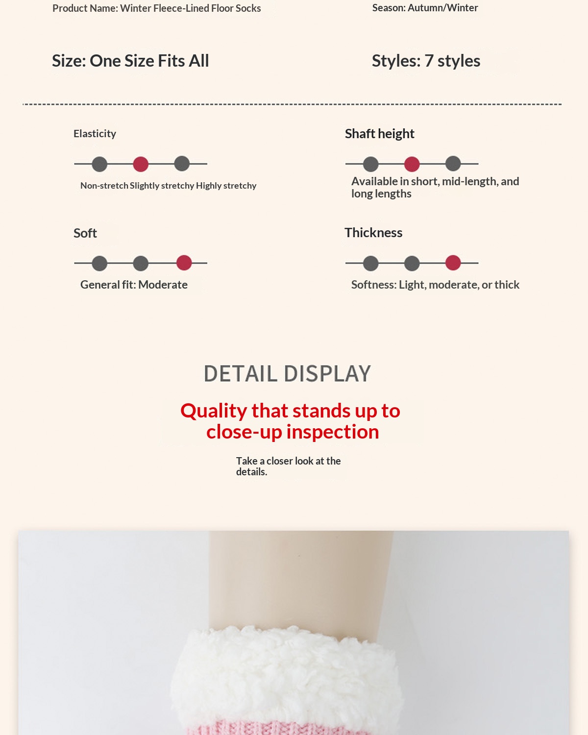Thickened Fleece-lined Sleeping Socks Glue Dispensing Non-slip - detail 11