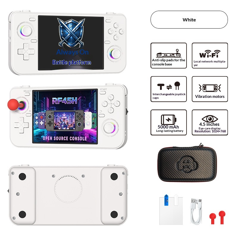 RF45H Retro Handheld Game Console 4.5 Inch Horizontal Screen Open Source WiFi Two Player Online Battle Portable Gaming Device