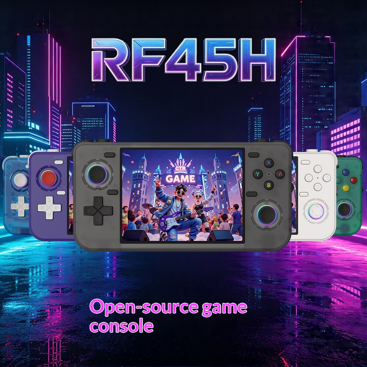 RF45H Retro Handheld Game Console 4.5 Inch Horizontal Screen Open Source WiFi Two Player Online Battle Portable Gaming Device