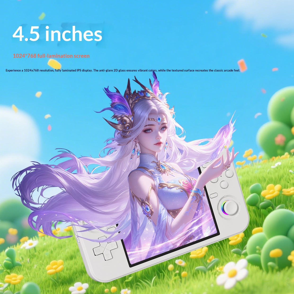 RF45H Retro Handheld Game Console 4.5 Inch Horizontal Screen Open Source WiFi Two Player Online Battle Portable Gaming Device