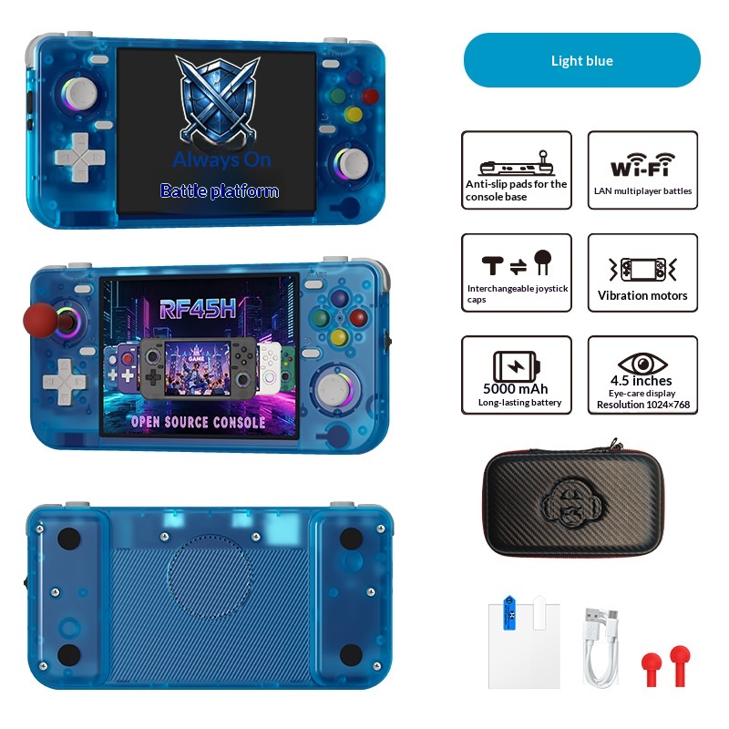RF45H Retro Handheld Game Console 4.5 Inch Horizontal Screen Open Source WiFi Two Player Online Battle Portable Gaming Device