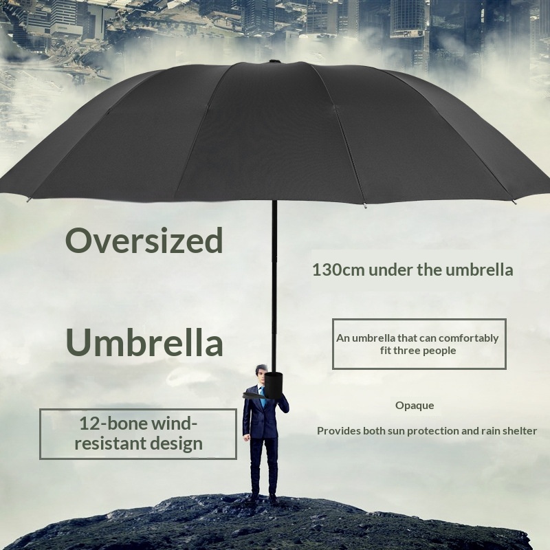 Thickened Plus-sized Sun Protection Umbrella For Both Sunny And Rainy Use