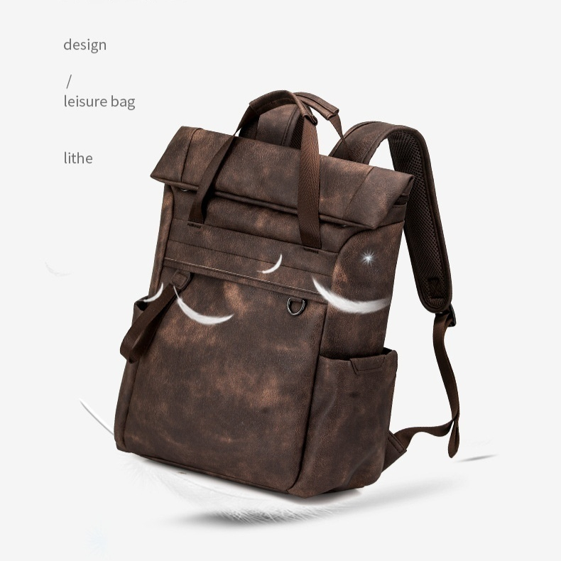 Rucsac impermeabil din nailon cu margine curbată - geantă de laptop unisex de mare capacitate