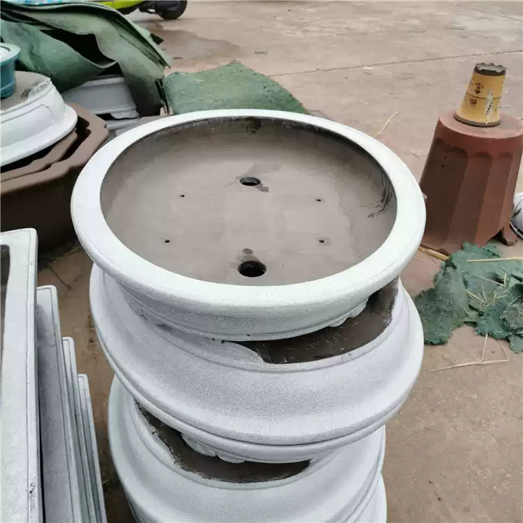Purple Sand Glaze White Glaze Waist Round Shallow Basin