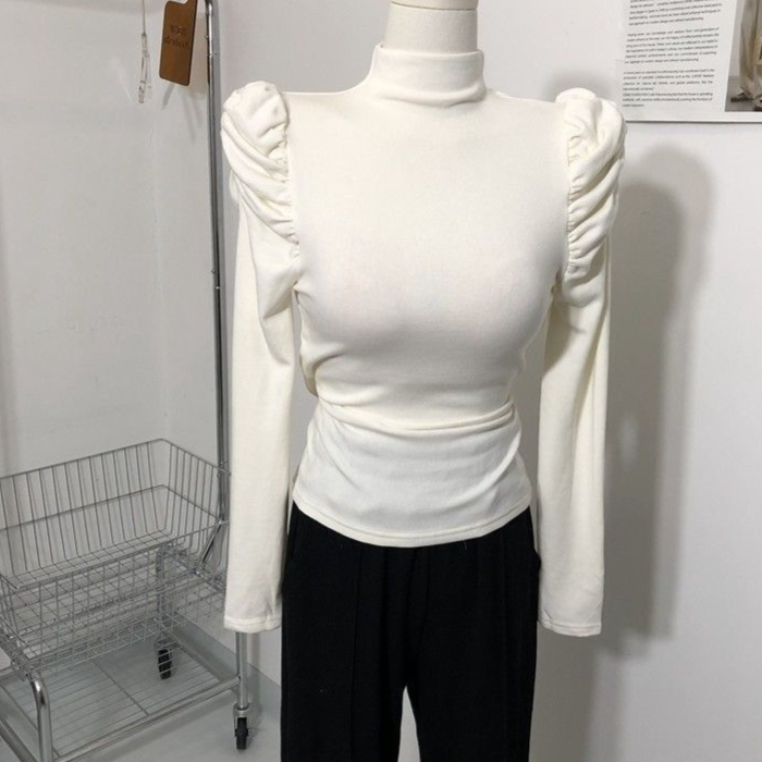 Springautumn New Half-turtleneck Top Chic And Fashionable With Long Sleeves