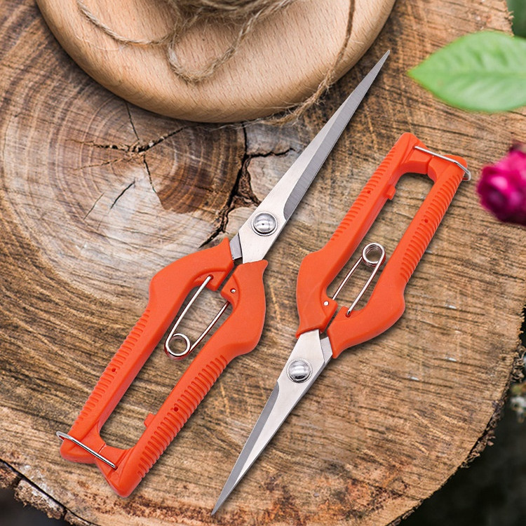 Orange Pruning Shears Household Garden Scissors For Grape Harvesting And Bonsai Trimming