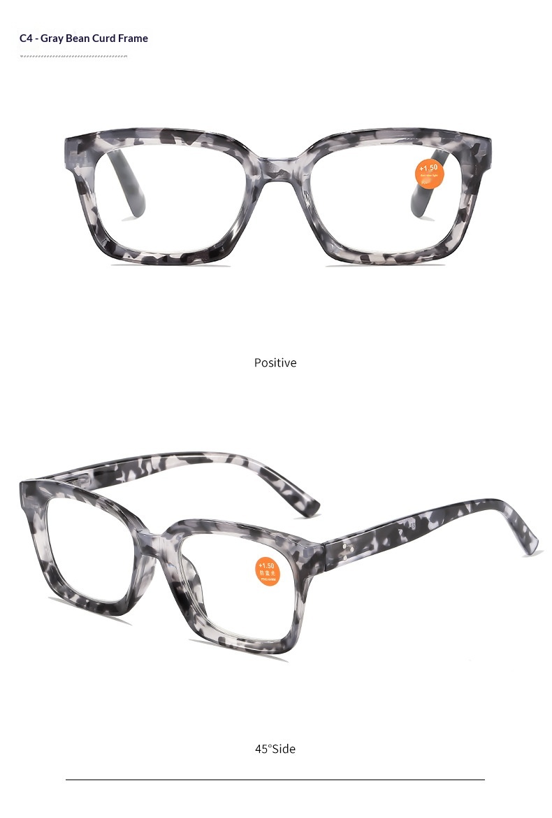 Fashion Large Frame Anti Blue-ray Reading Glasses HD Presbyopic Glasses - detail 2