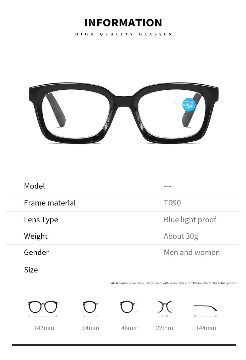 Fashion Large Frame Anti Blue-ray Reading Glasses HD Presbyopic Glasses - detail 13