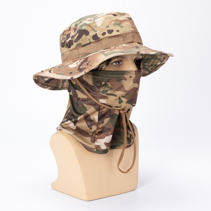 Men's Camouflage Baseball Cap With A Large Brim And Rounded Edges