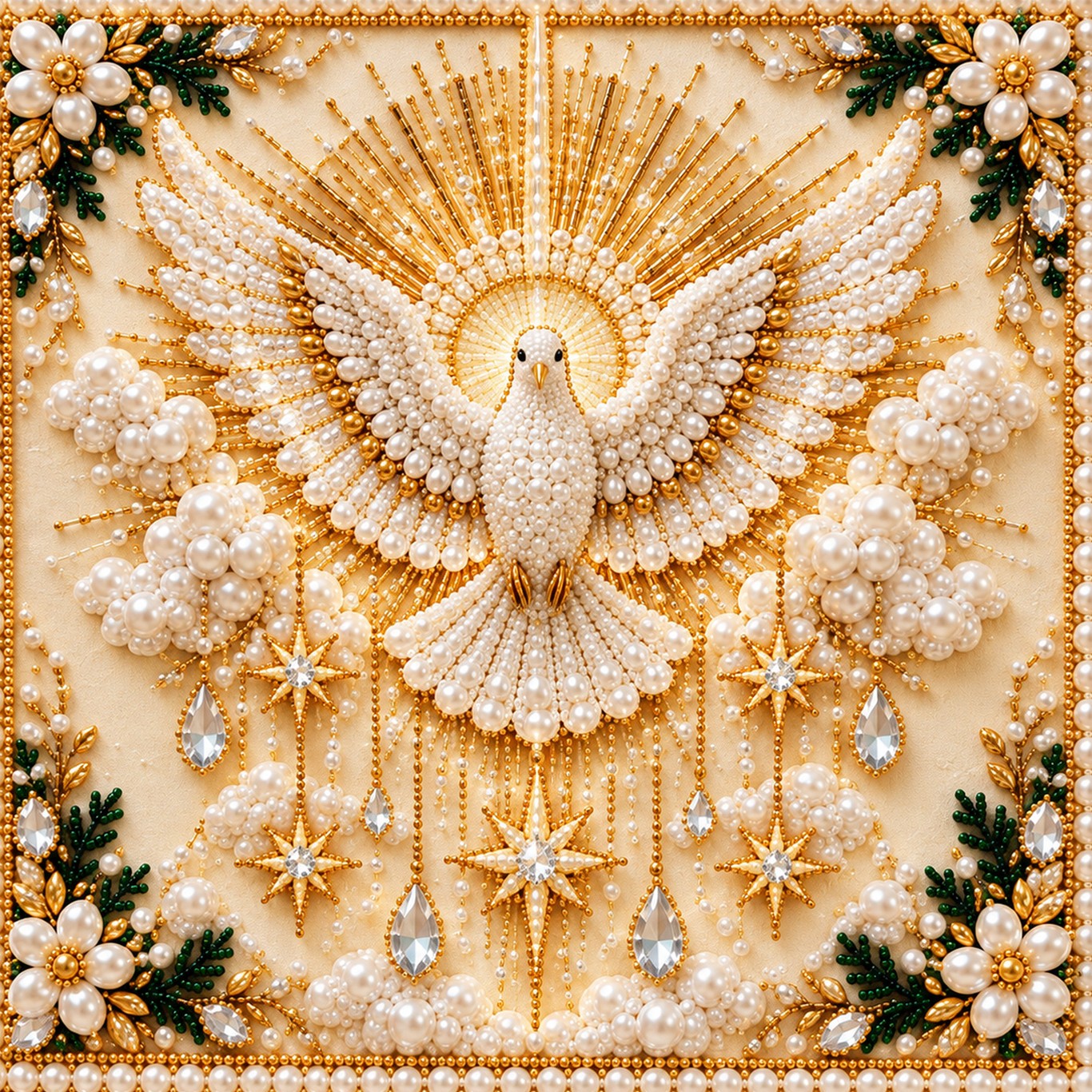 Pearl Colored Diamond Decoration Hua