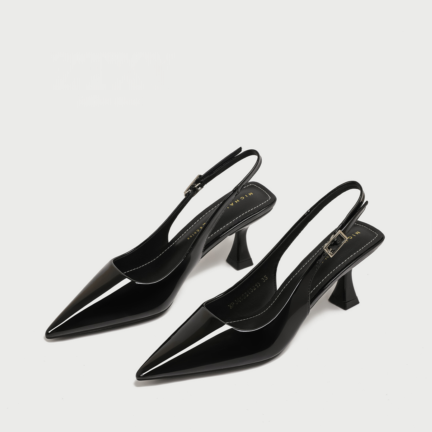 Nude Patent Leather Closed-toe Sandals For Women