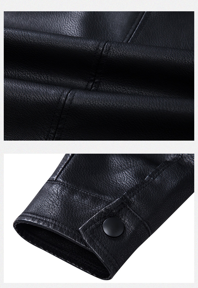 Men's PU Leather Biker Jacket | Stand Collar detail photo 4